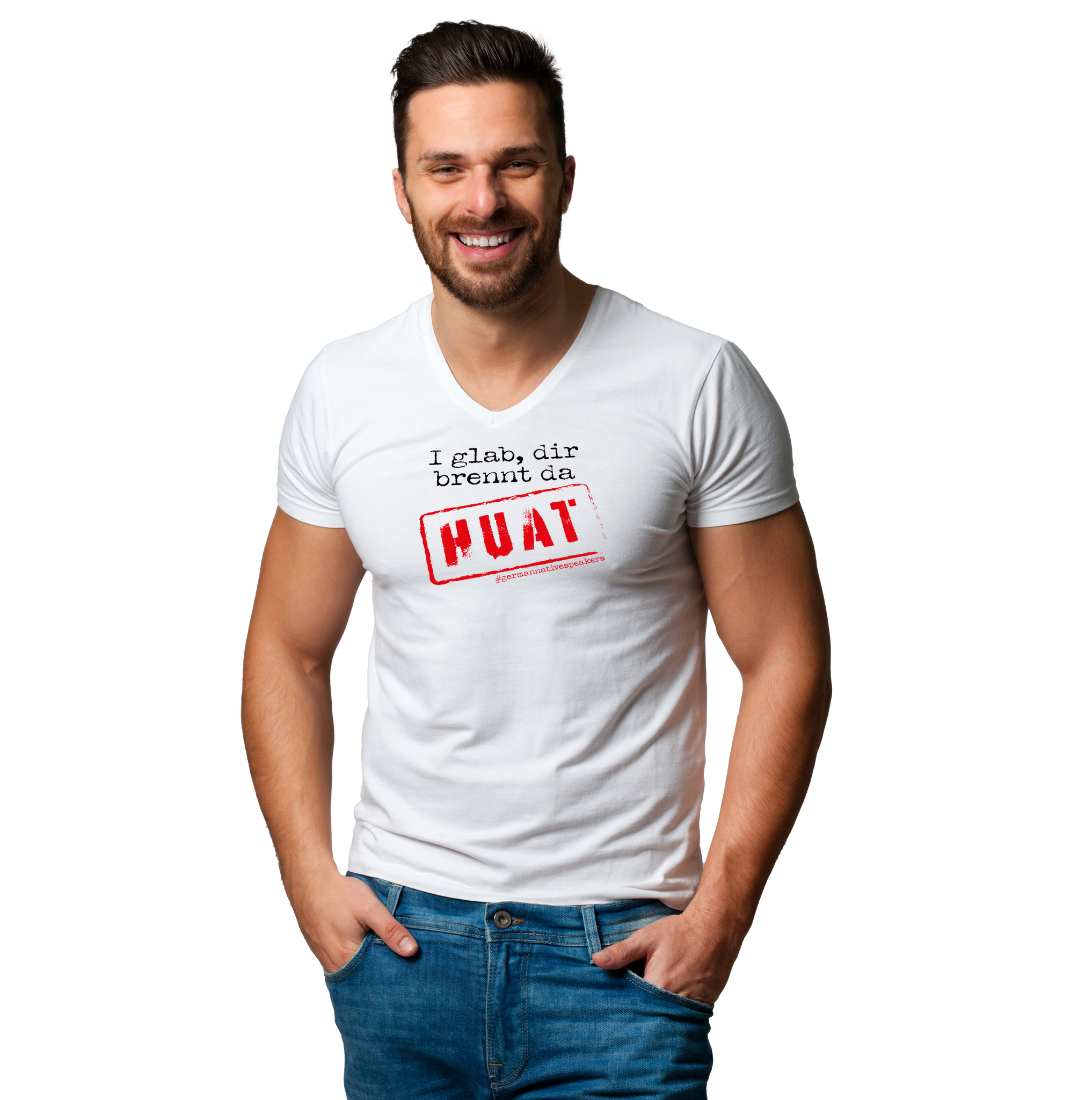 Huat #germannativespeakers  - Herren V-Neck Shirt